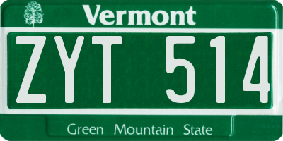 VT license plate ZYT514