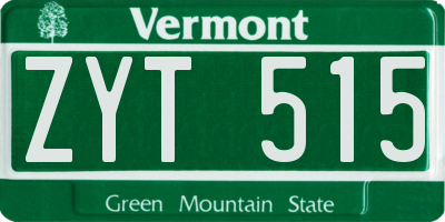 VT license plate ZYT515