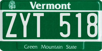 VT license plate ZYT518