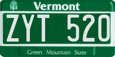 VT license plate ZYT520