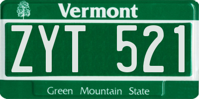 VT license plate ZYT521