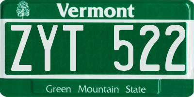 VT license plate ZYT522