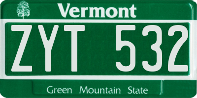 VT license plate ZYT532