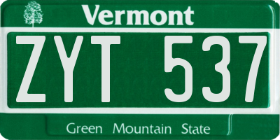 VT license plate ZYT537