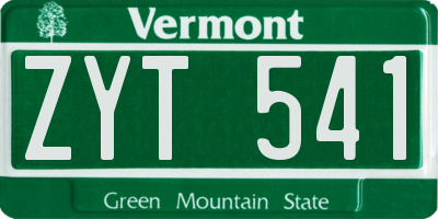 VT license plate ZYT541