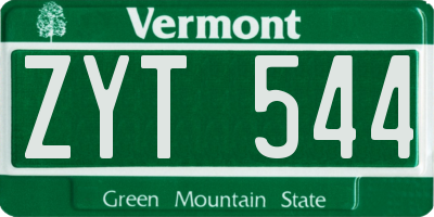 VT license plate ZYT544