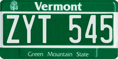 VT license plate ZYT545