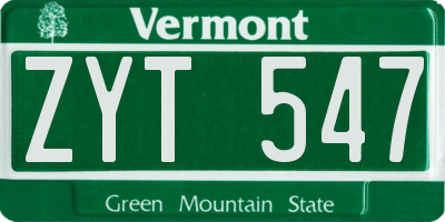 VT license plate ZYT547