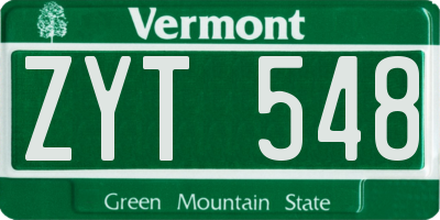 VT license plate ZYT548