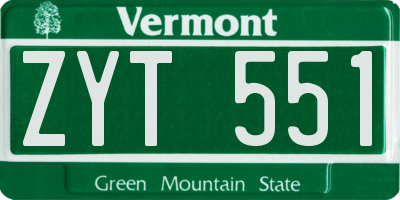 VT license plate ZYT551