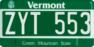 VT license plate ZYT553