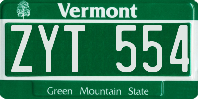 VT license plate ZYT554