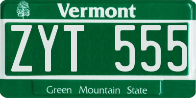 VT license plate ZYT555