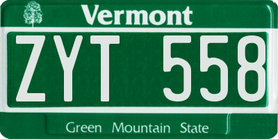 VT license plate ZYT558