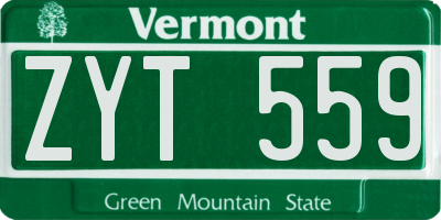VT license plate ZYT559