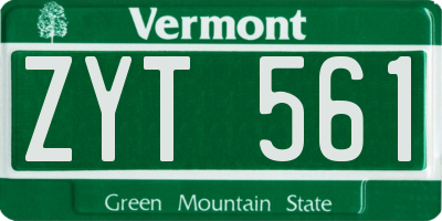 VT license plate ZYT561