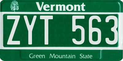 VT license plate ZYT563