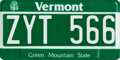 VT license plate ZYT566