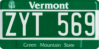 VT license plate ZYT569