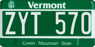 VT license plate ZYT570