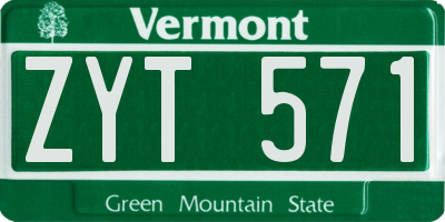 VT license plate ZYT571