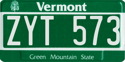 VT license plate ZYT573