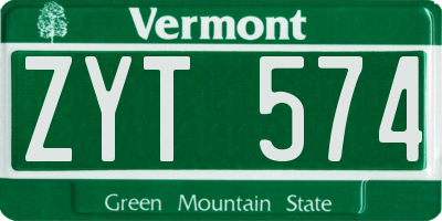 VT license plate ZYT574