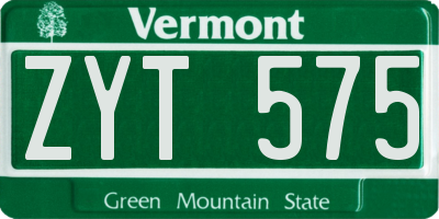 VT license plate ZYT575