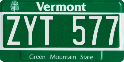 VT license plate ZYT577