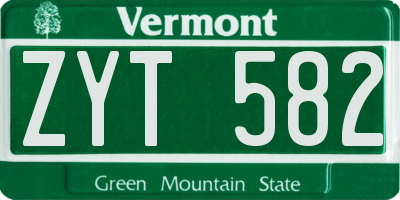 VT license plate ZYT582