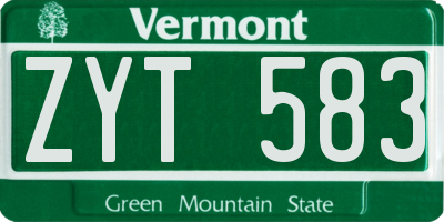 VT license plate ZYT583