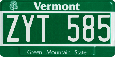 VT license plate ZYT585