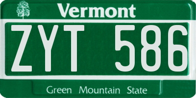 VT license plate ZYT586