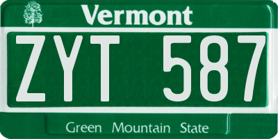 VT license plate ZYT587