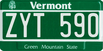 VT license plate ZYT590