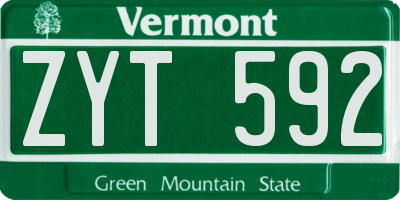 VT license plate ZYT592
