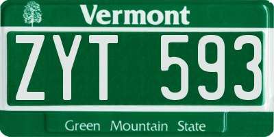 VT license plate ZYT593