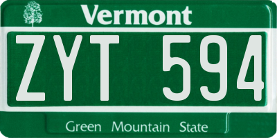 VT license plate ZYT594