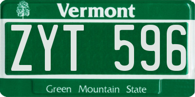 VT license plate ZYT596