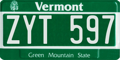 VT license plate ZYT597