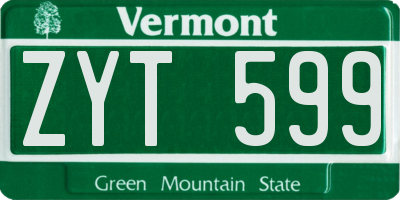 VT license plate ZYT599