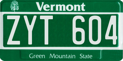 VT license plate ZYT604