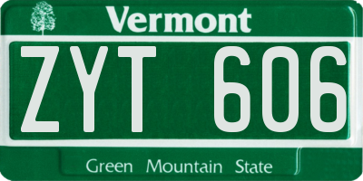 VT license plate ZYT606