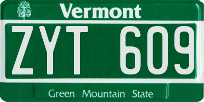 VT license plate ZYT609