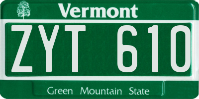 VT license plate ZYT610