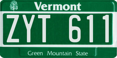 VT license plate ZYT611
