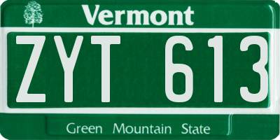 VT license plate ZYT613