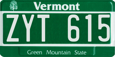 VT license plate ZYT615