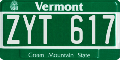 VT license plate ZYT617