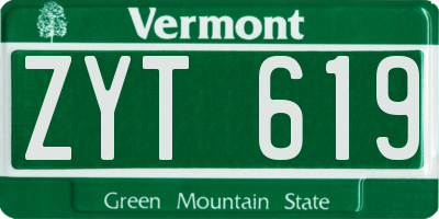 VT license plate ZYT619